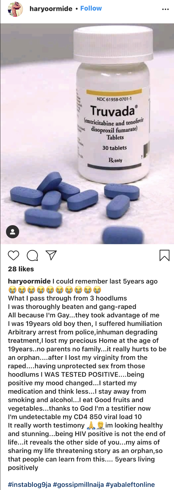 The gay activist’s post