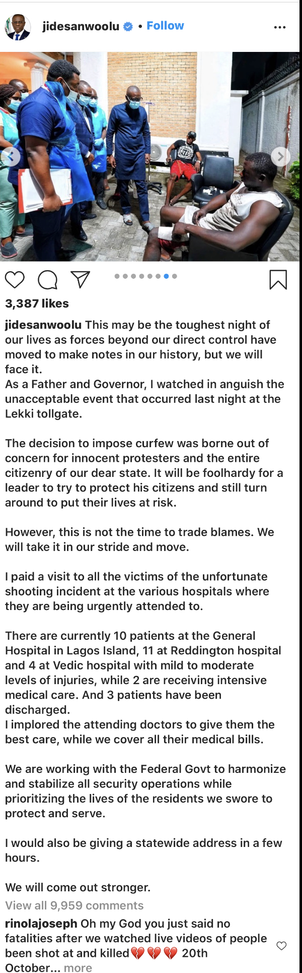 The governor’s statement