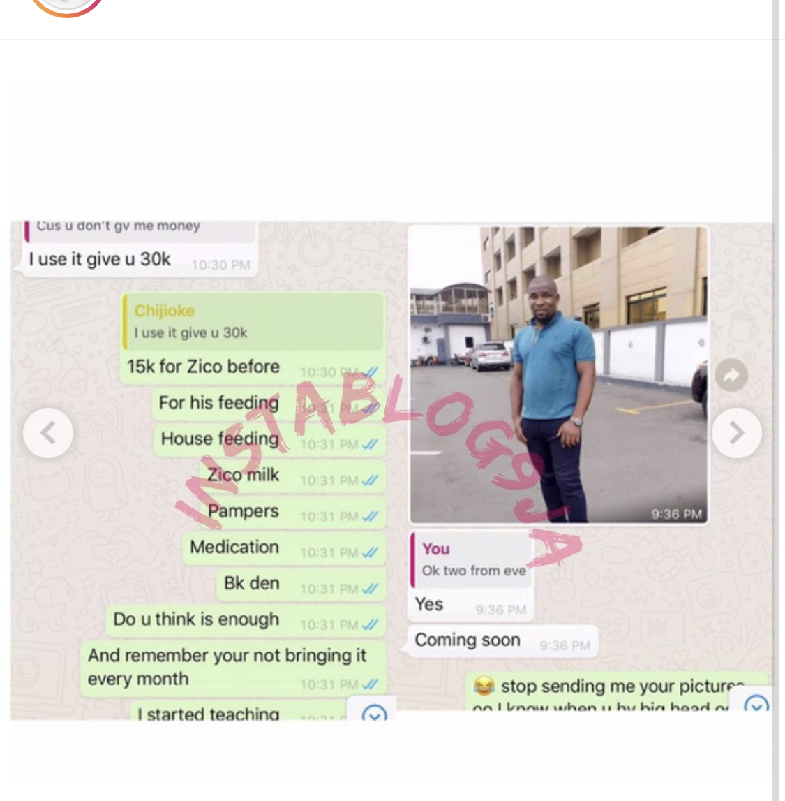 Screenshots of the chat between movie producer and his ex-wife